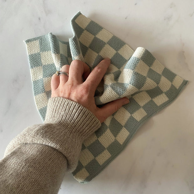 Stricktuch 3er Set, Aqua Check